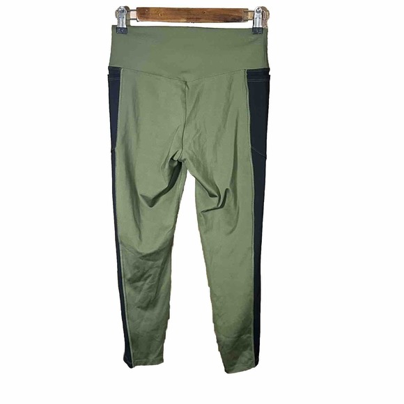 PINK Active‎ Green Striped Workout leggings women's size medium - Picture 2 of 10